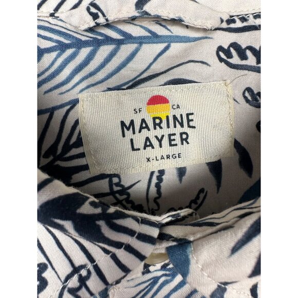 Marine Layer Shirt Mens X-Large White Floral Aloha Hawaii Beach Coastal Casual - Picture 3 of 10